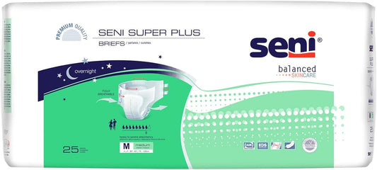 Adult briefs package, medium size, 25 count, white and green design