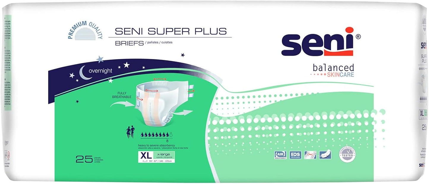 Adult briefs package, XL size, 25 count, white and green design