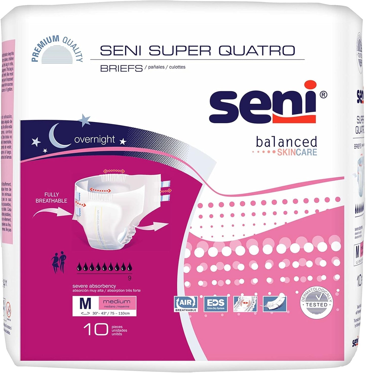 Seni Super Quatro briefs pack, size M medium, 30–43 in, pack of 10 pieces