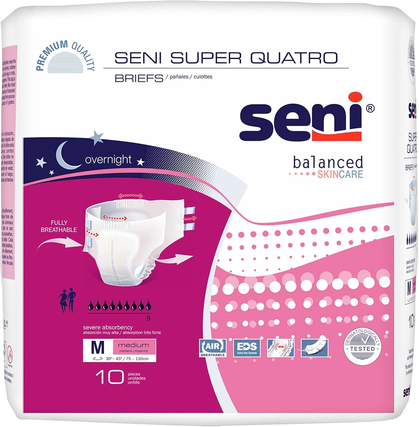 Seni Super Quatro briefs pack, size M medium, 30–43 in, pack of 10 pieces