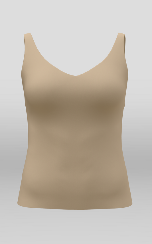 Nude shaping cami with scoop neckline and thin shoulder straps