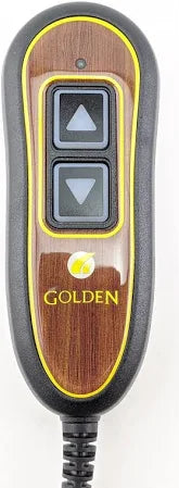 Lift chair hand remote with up/down buttons and power cord plug