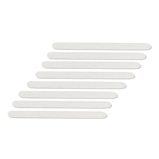 Set of light gray non-slip shower/tub treads strips