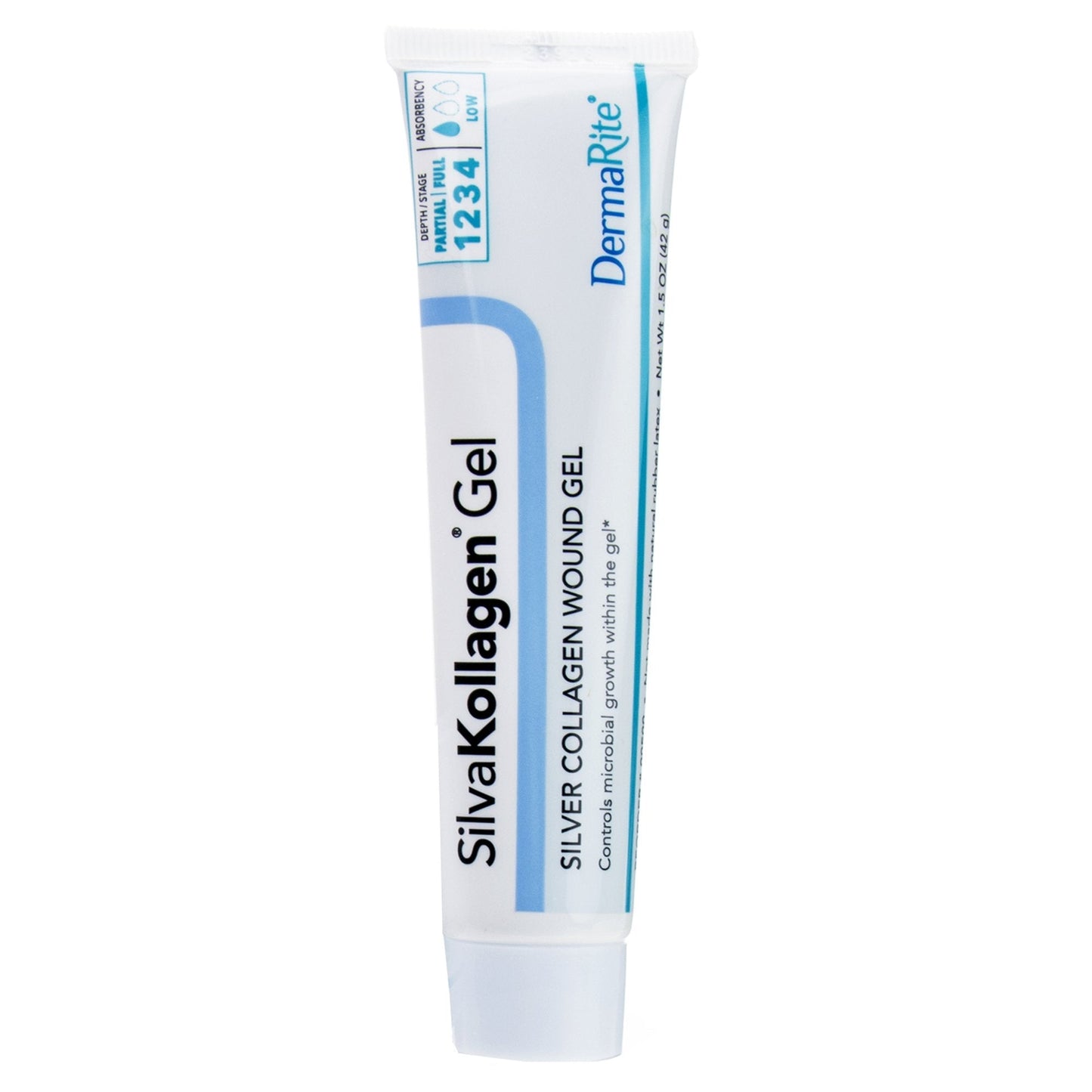 SilvaKollagen silver collagen wound gel in 1.5 oz white squeeze tube
