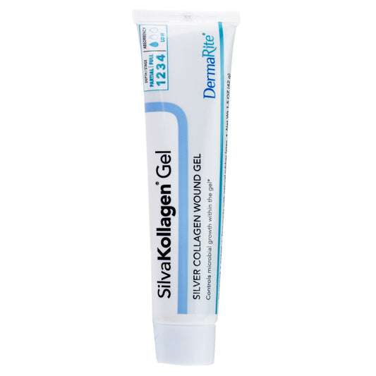 SilvaKollagen silver collagen wound gel in 1.5 oz white squeeze tube