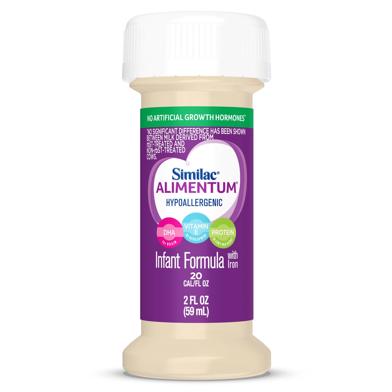 Similac Alimentum 2 fl oz hypoallergenic infant formula bottle with 2 fl oz (59 mL) label