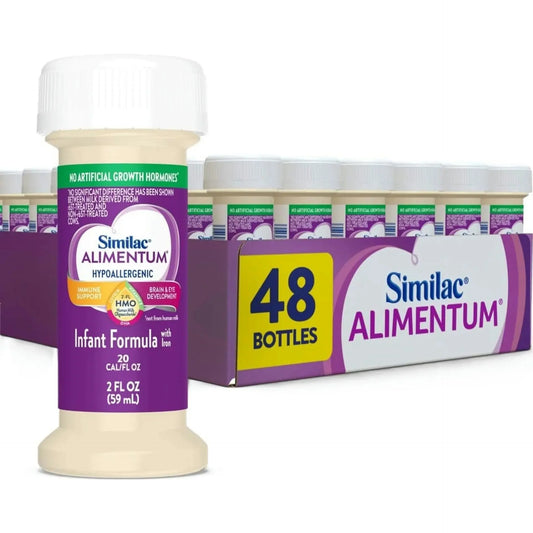 Similac Alimentum 2 fl oz unflavored hypoallergenic infant formula bottle, 2% HMO label