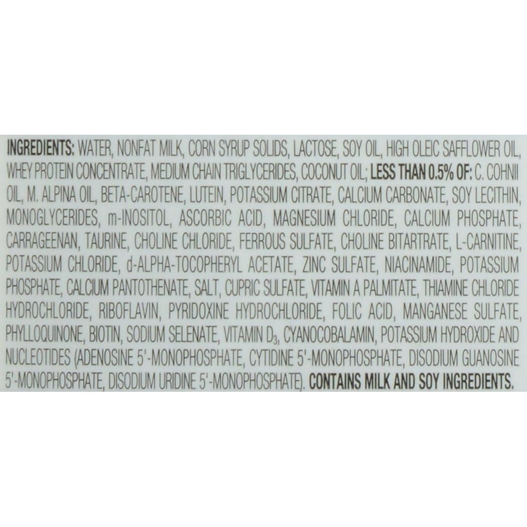 Similac NeoSure infant formula ingredients list on back label, ready-to-feed