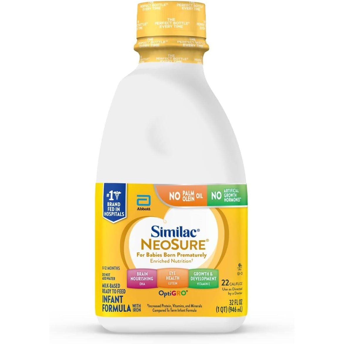 Similac NeoSure ready-to-feed infant formula 32 fl oz bottle, OptiGro label front