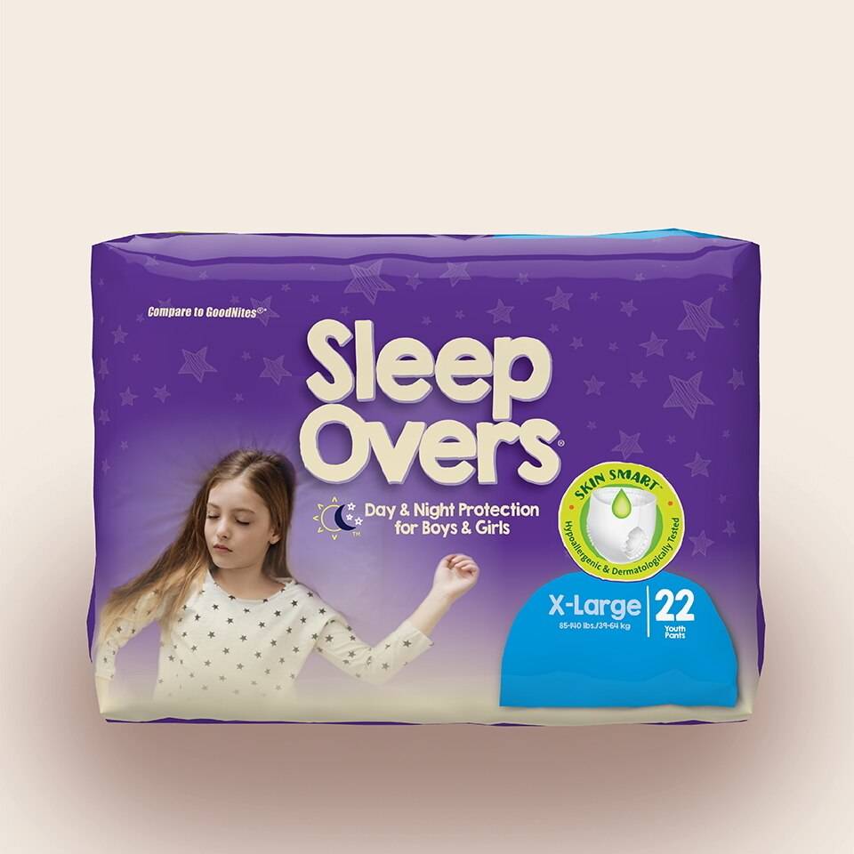 Sleep Overs youth incontinence pants, X-Large size, pack of 22