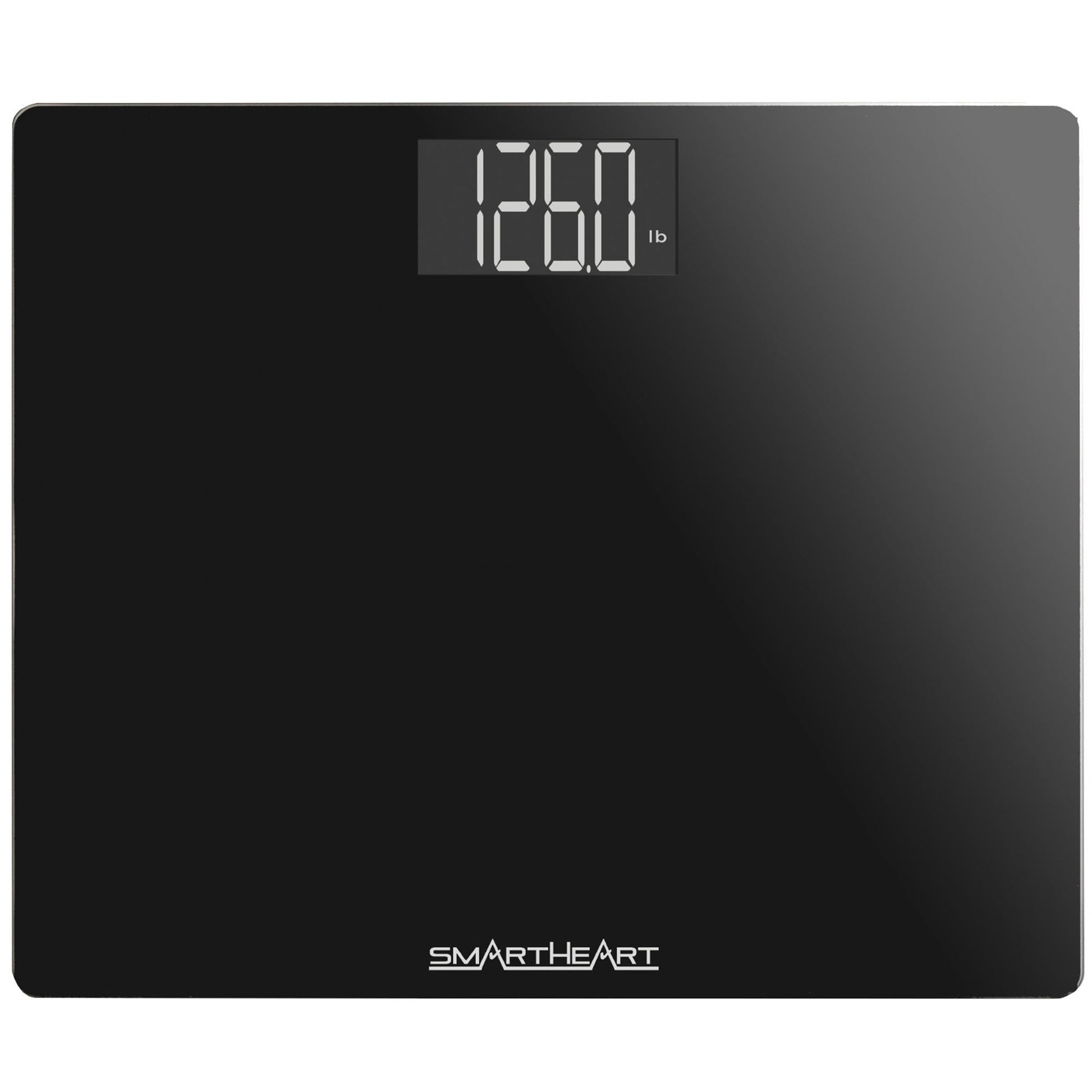 Black wide platform digital weight scale with LCD display showing 260 lb