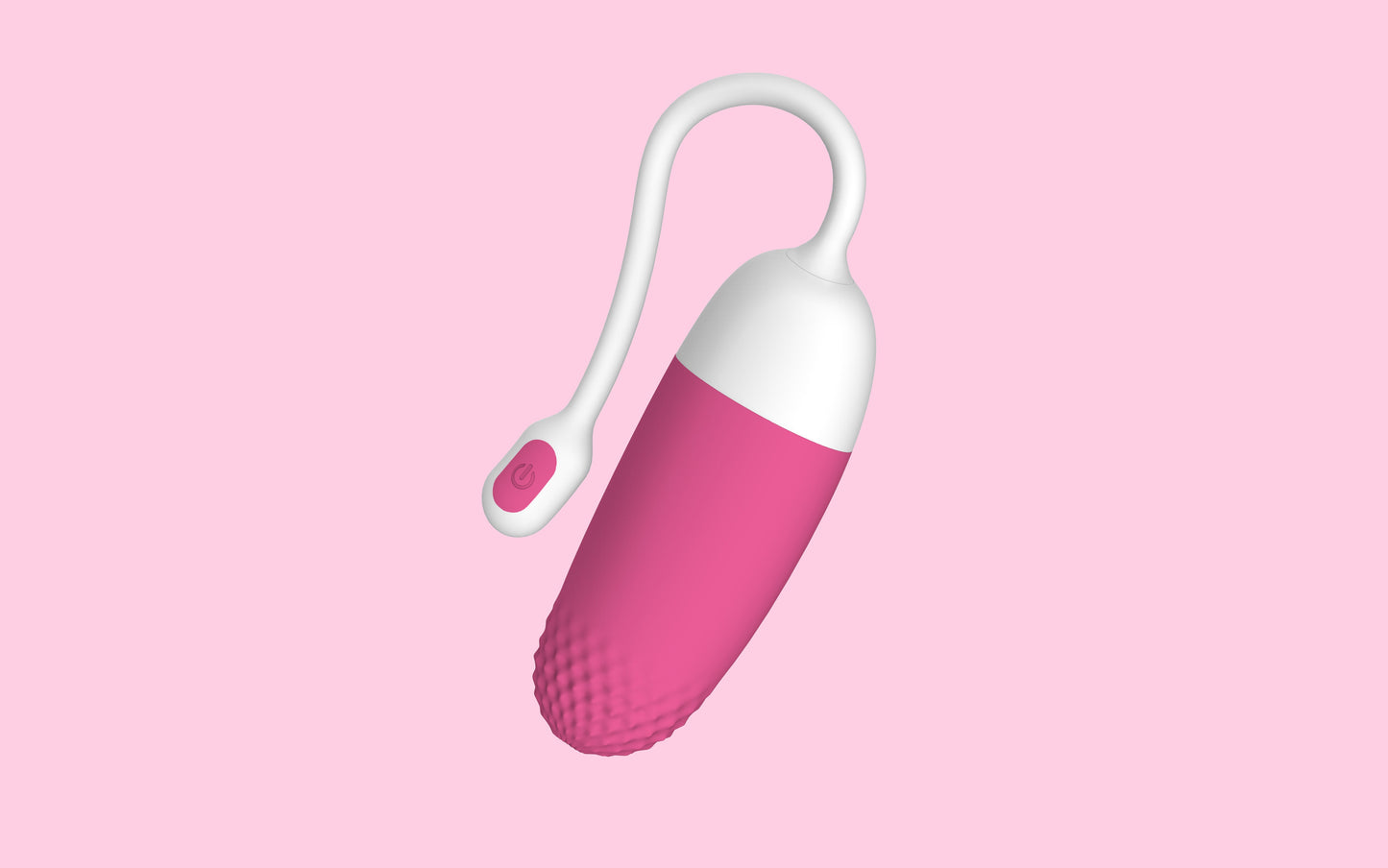 Pink-and-white loop-handled silicone massager with textured grip
