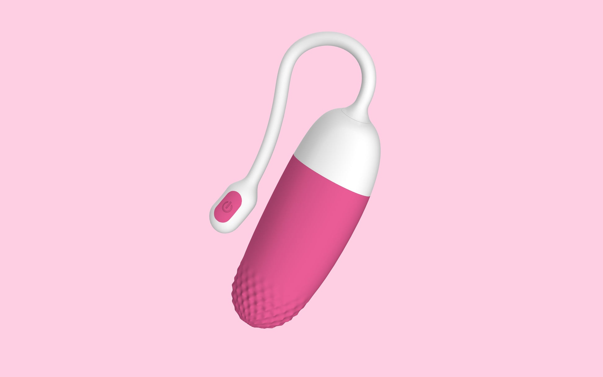 Pink-and-white loop-handled silicone massager with textured grip