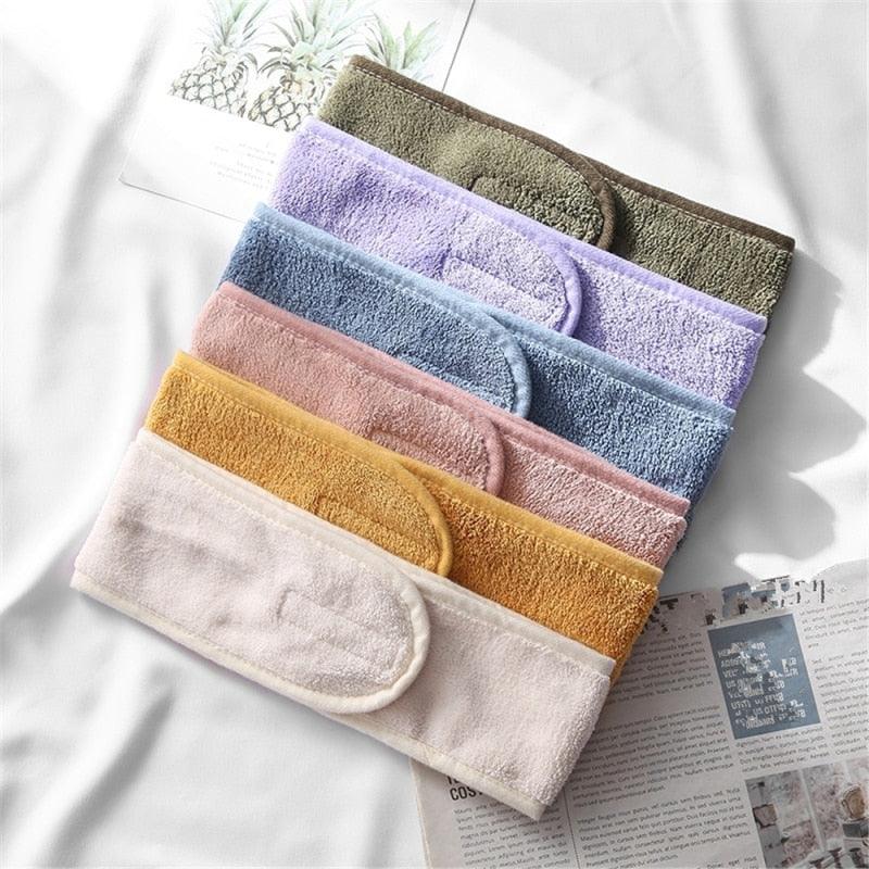 Multicolor terry cloth spa headband set with wide cushioned bands