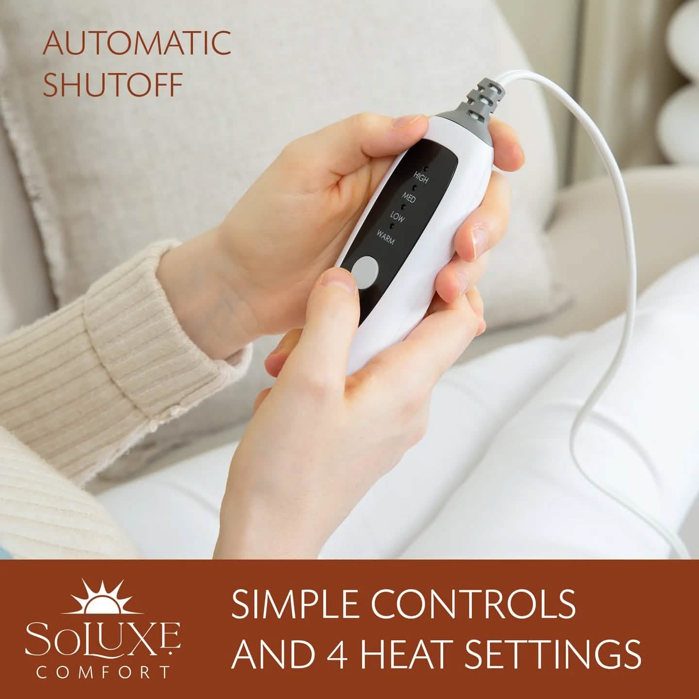 Handheld controller for heated neck and shoulder pad with power cable