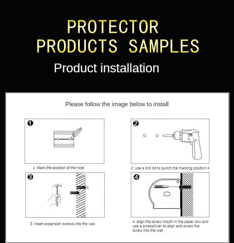 Toilet paper holder installation instruction diagram with mounting steps