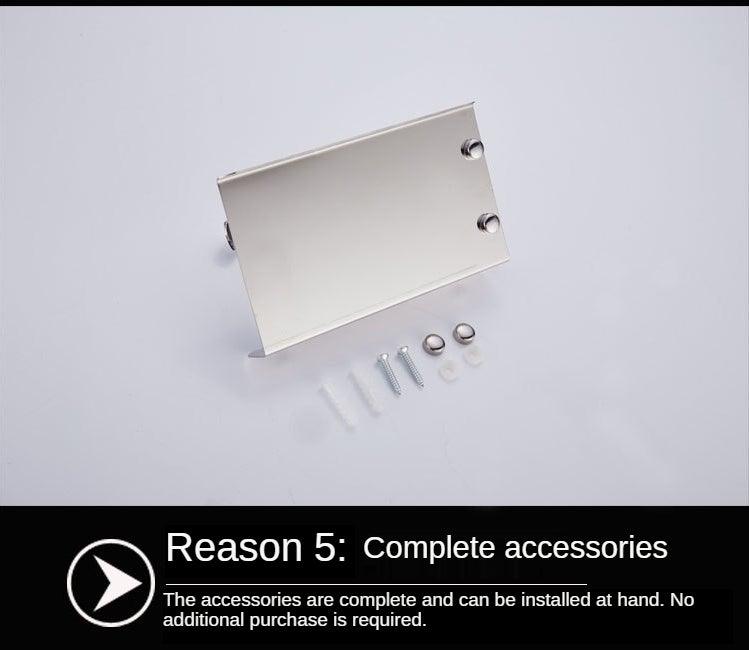 Stainless steel toilet paper holder mounting plate with included screws and hardware