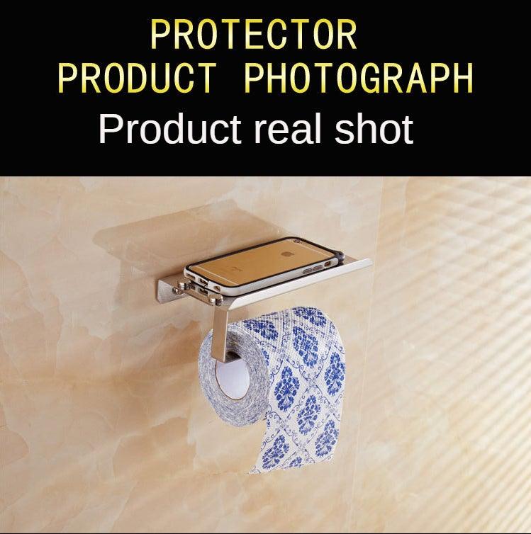 Stainless steel wall toilet paper holder with built-in phone shelf