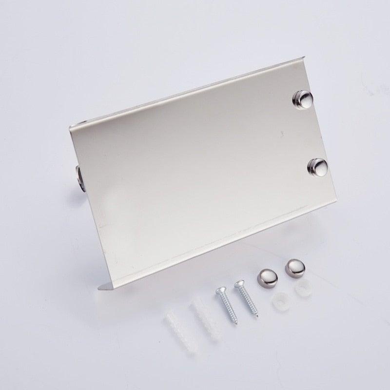 Brushed stainless steel toilet paper holder wall plate with screws
