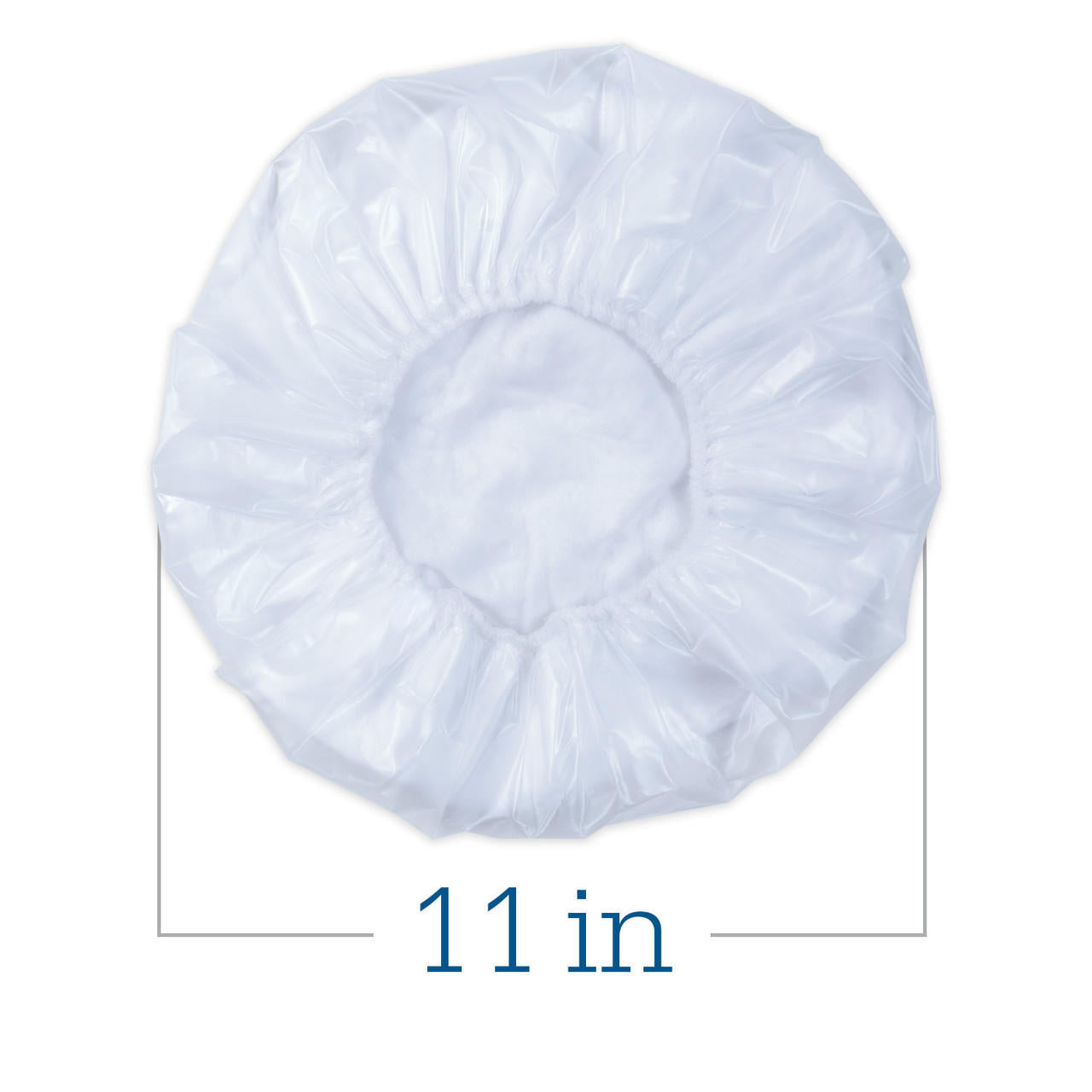 White disposable shampoo cap, circular fit with stretch band