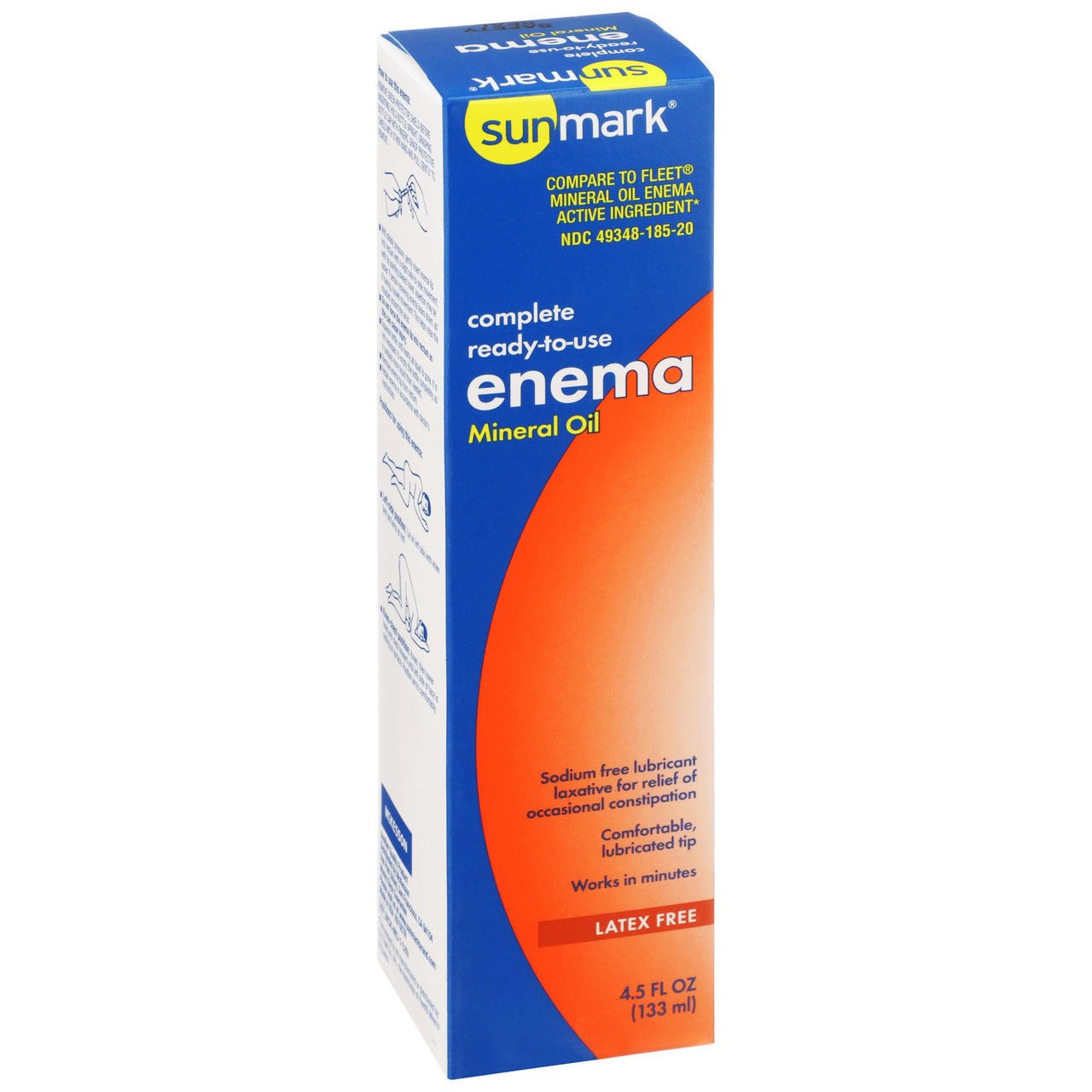 Blue and orange Sunmark mineral oil enema box, complete ready-to-use