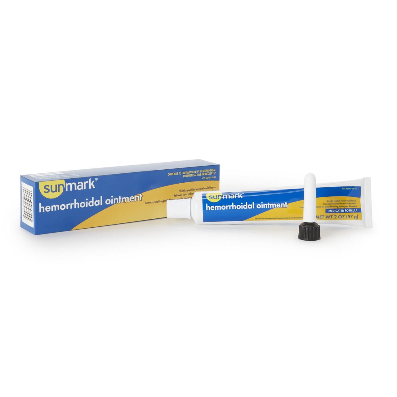Hemorrhoidal ointment tube and box set, tube nozzle with black cap