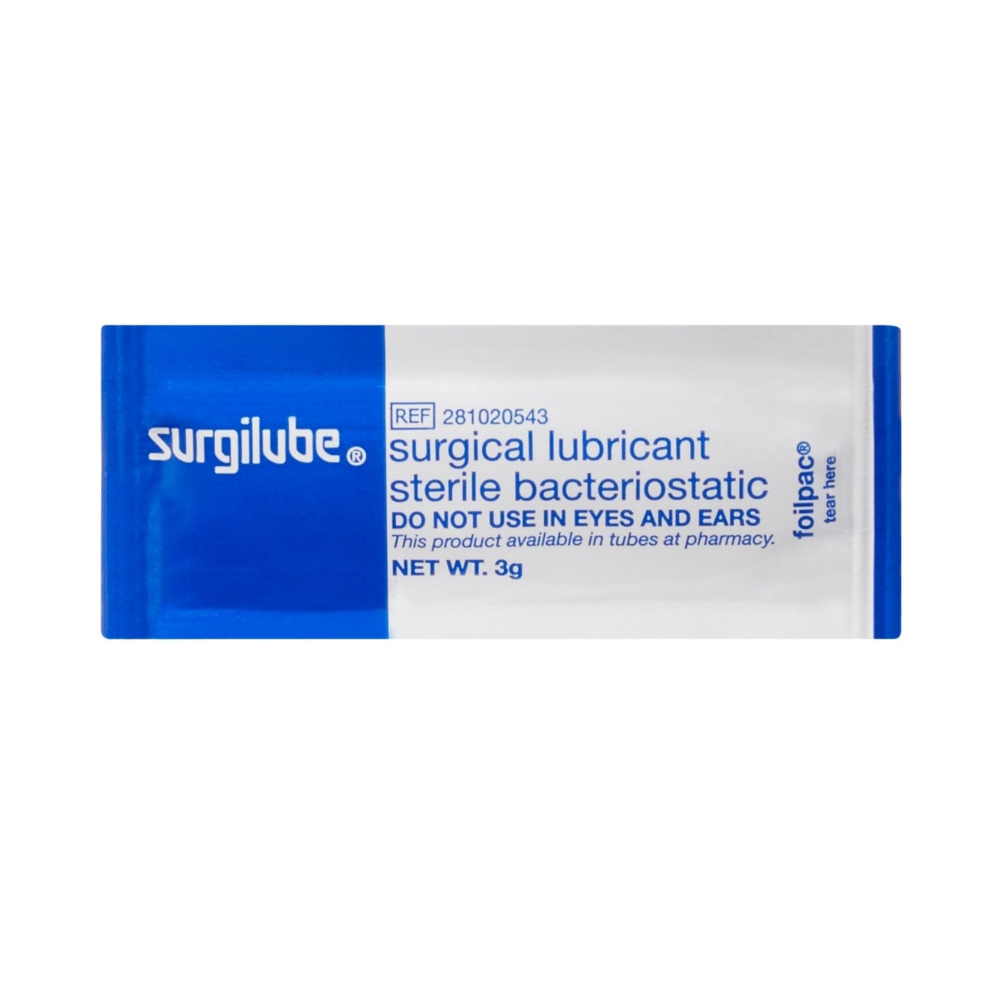Sterile bacteriostatic surgical lubricant foilpack, 3 g
