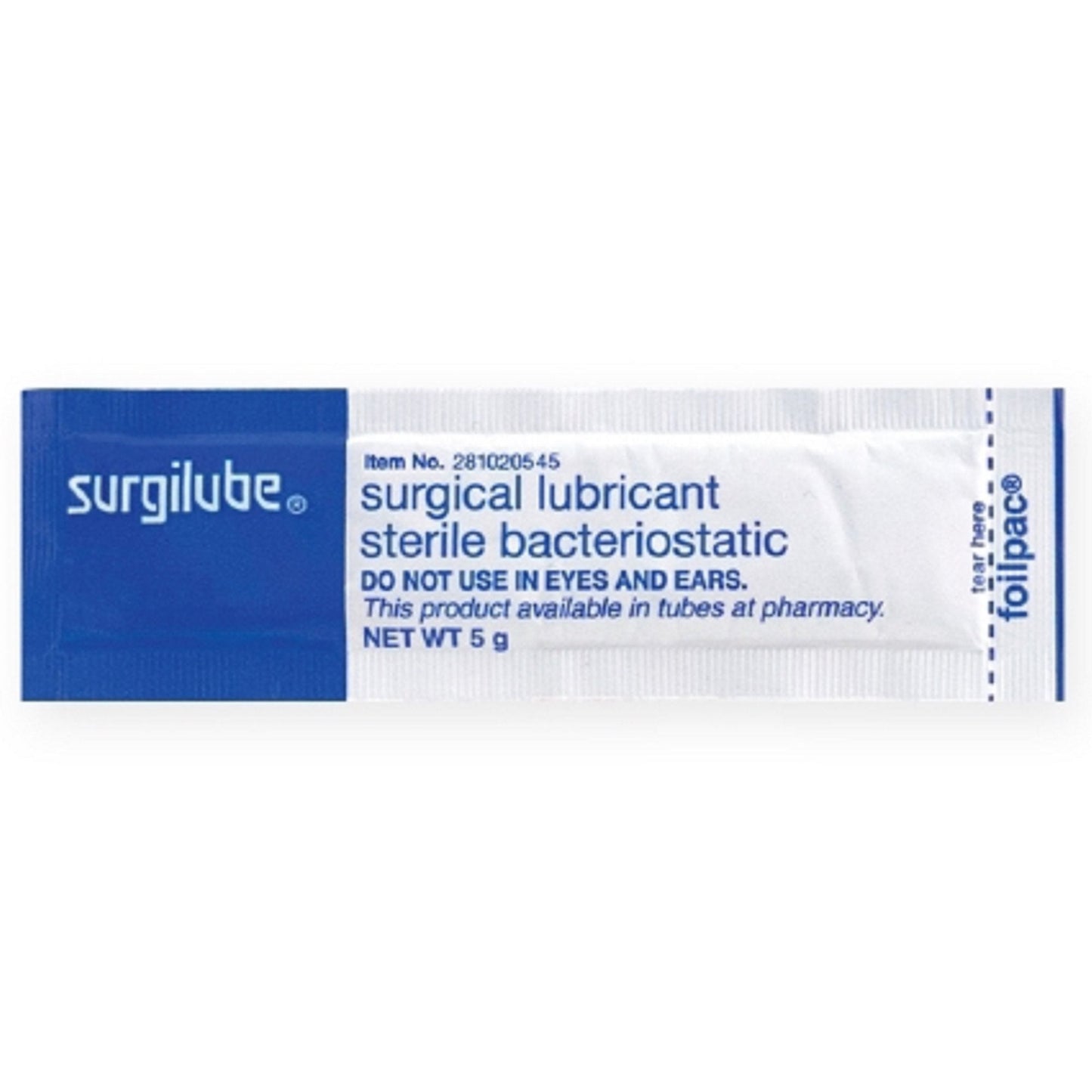 5 g foilpac packet for sterile bacteriostatic surgical lubricant