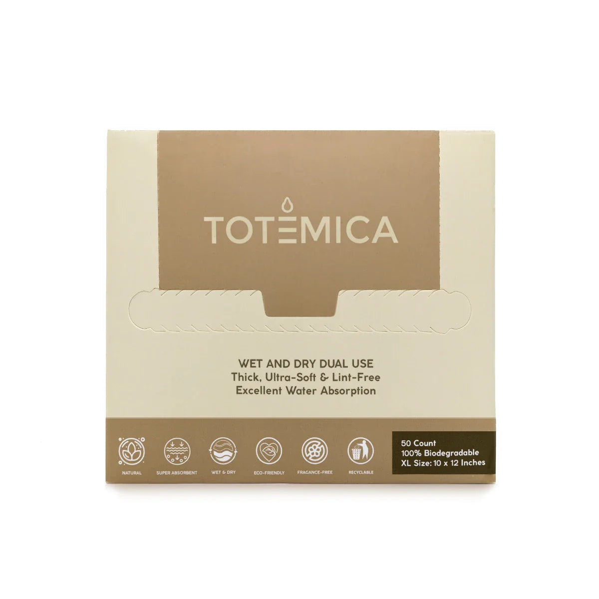 White face towels shown in a Totemica retail box