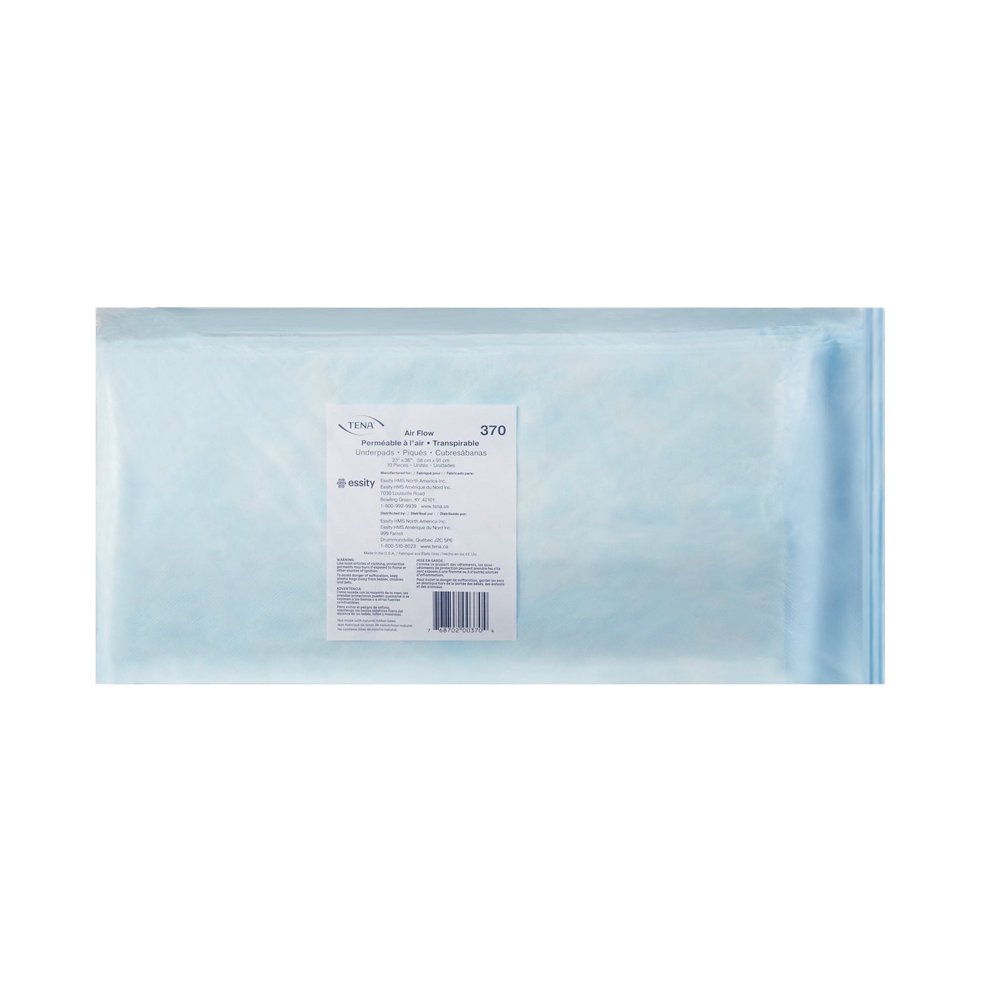 TENA Air Flow Underpad in light blue, rectangular protective absorbent pad