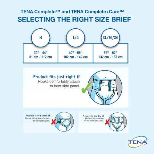 Brief size guide chart: M, L/G, XL/TG/GX with waist measurements in inches/cm