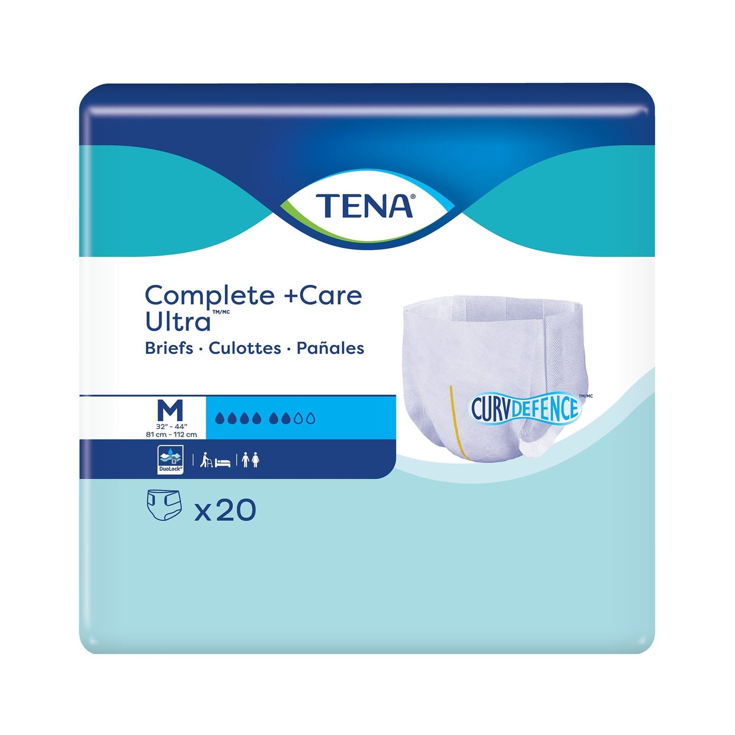 TENA Complete +Care Ultra briefs pack, size M, 32–44 in (x20)