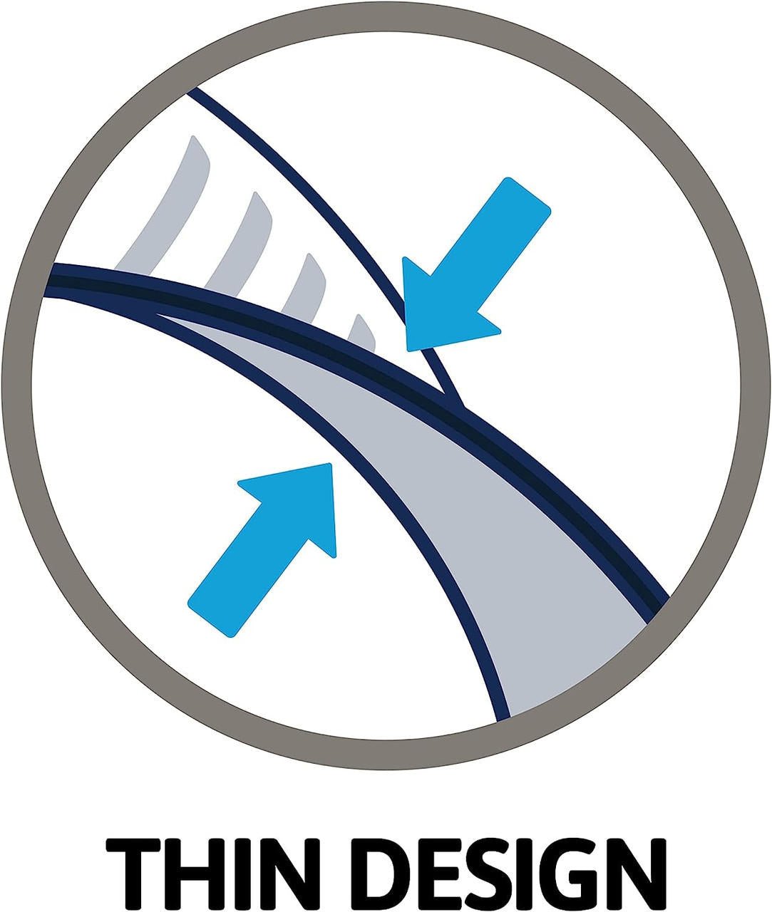 Thin design graphic for men absorbent guard, streamlined curved absorbent area