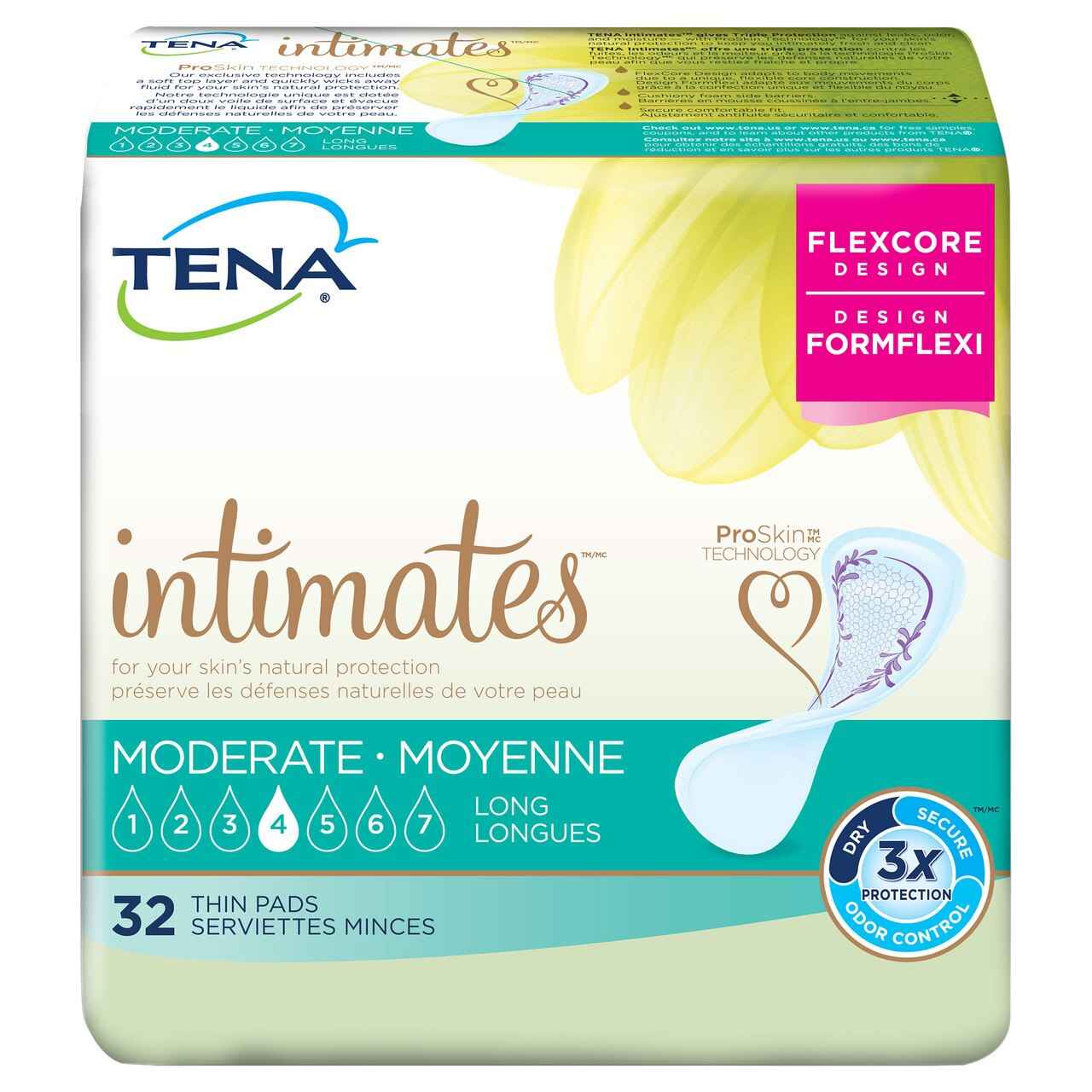 TENA Intimates Moderate thin liners, long 13-inch, pack of 32 pads