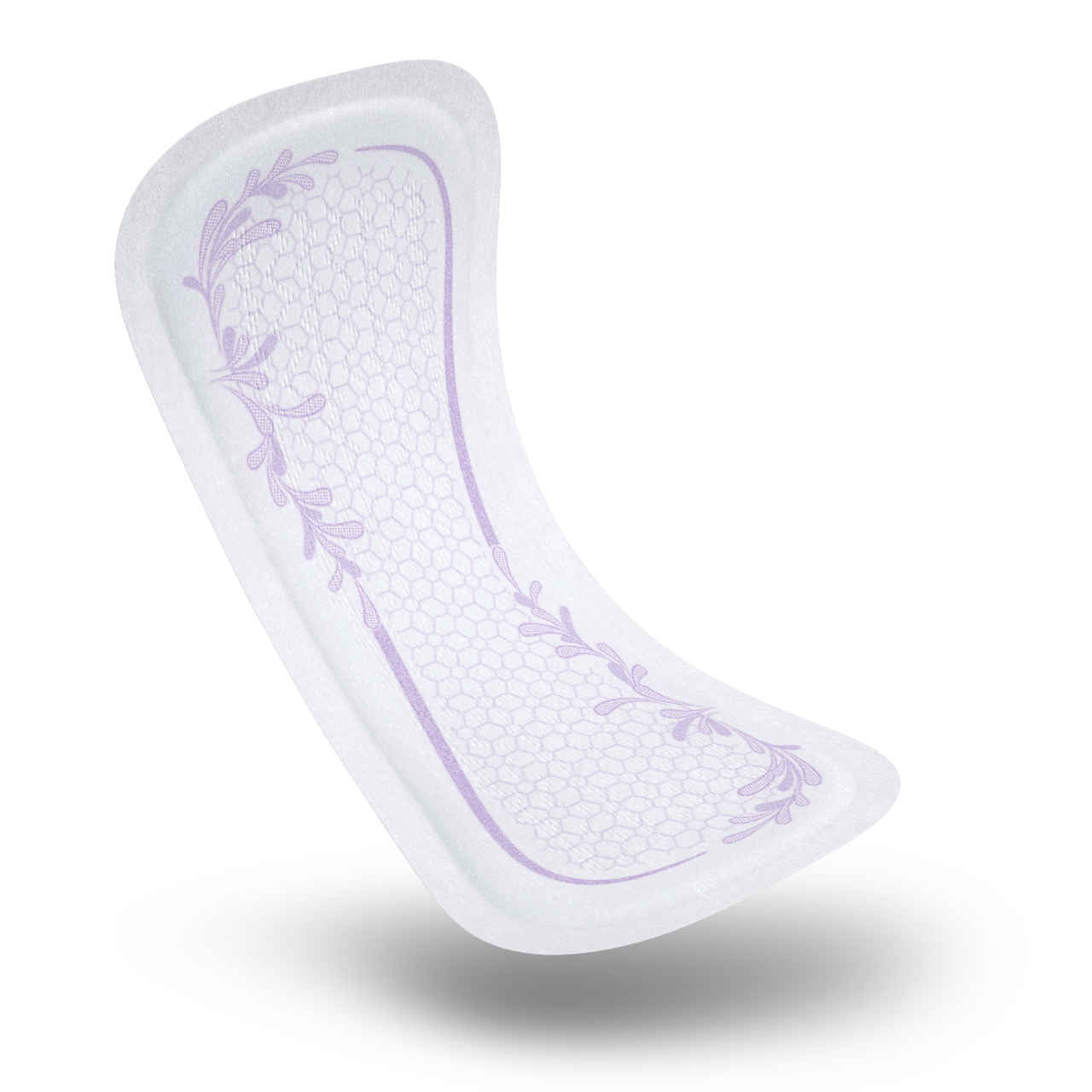 Long 13-inch thin liner pad, white with purple floral design border