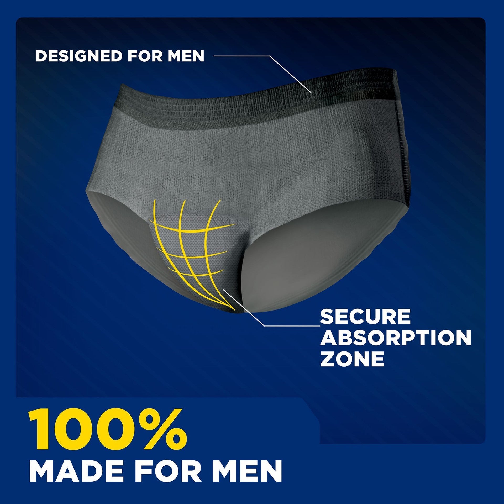 Grey pull-on protective underwear with secure absorption zone