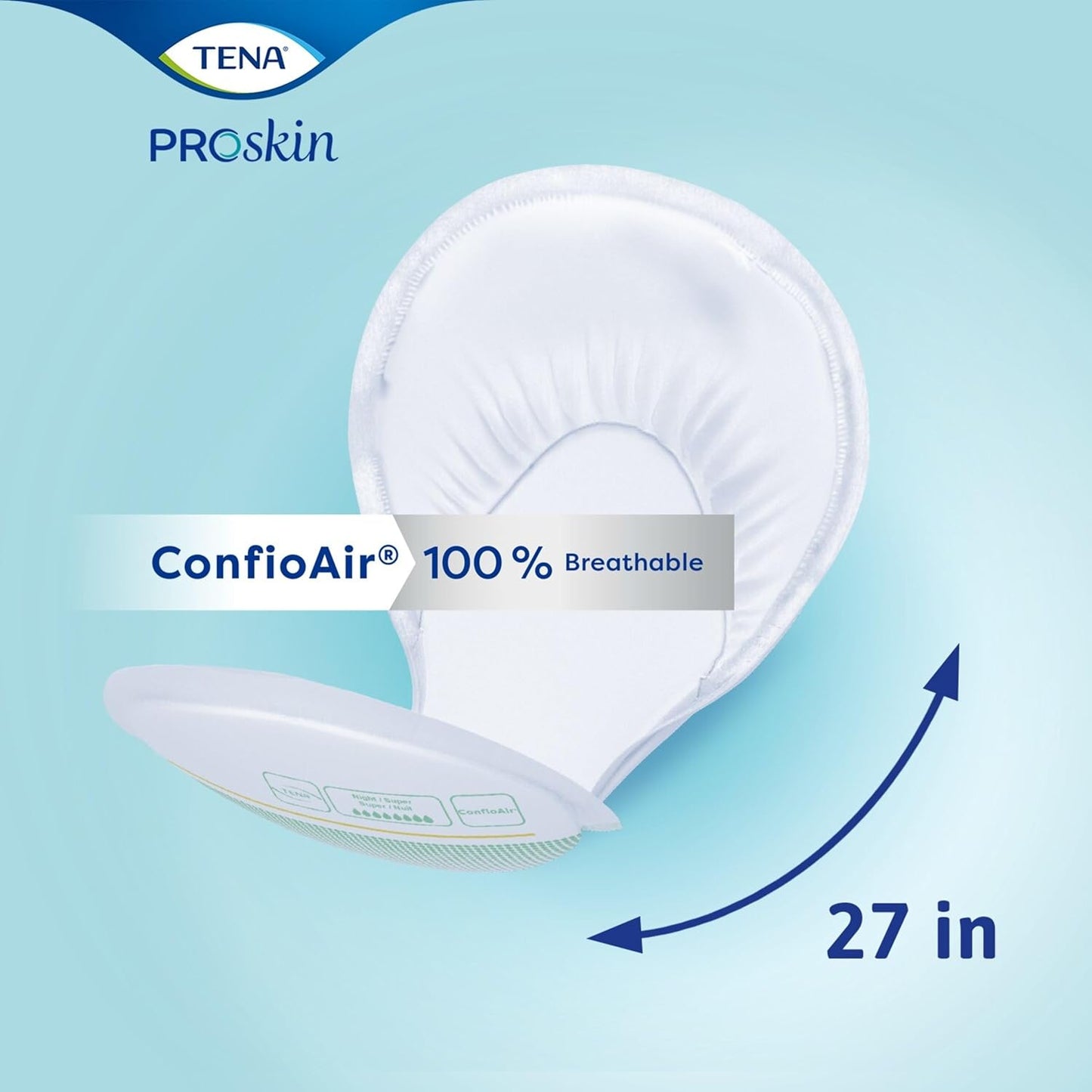 Night Super absorbent pad showing breathable design and 27 in length