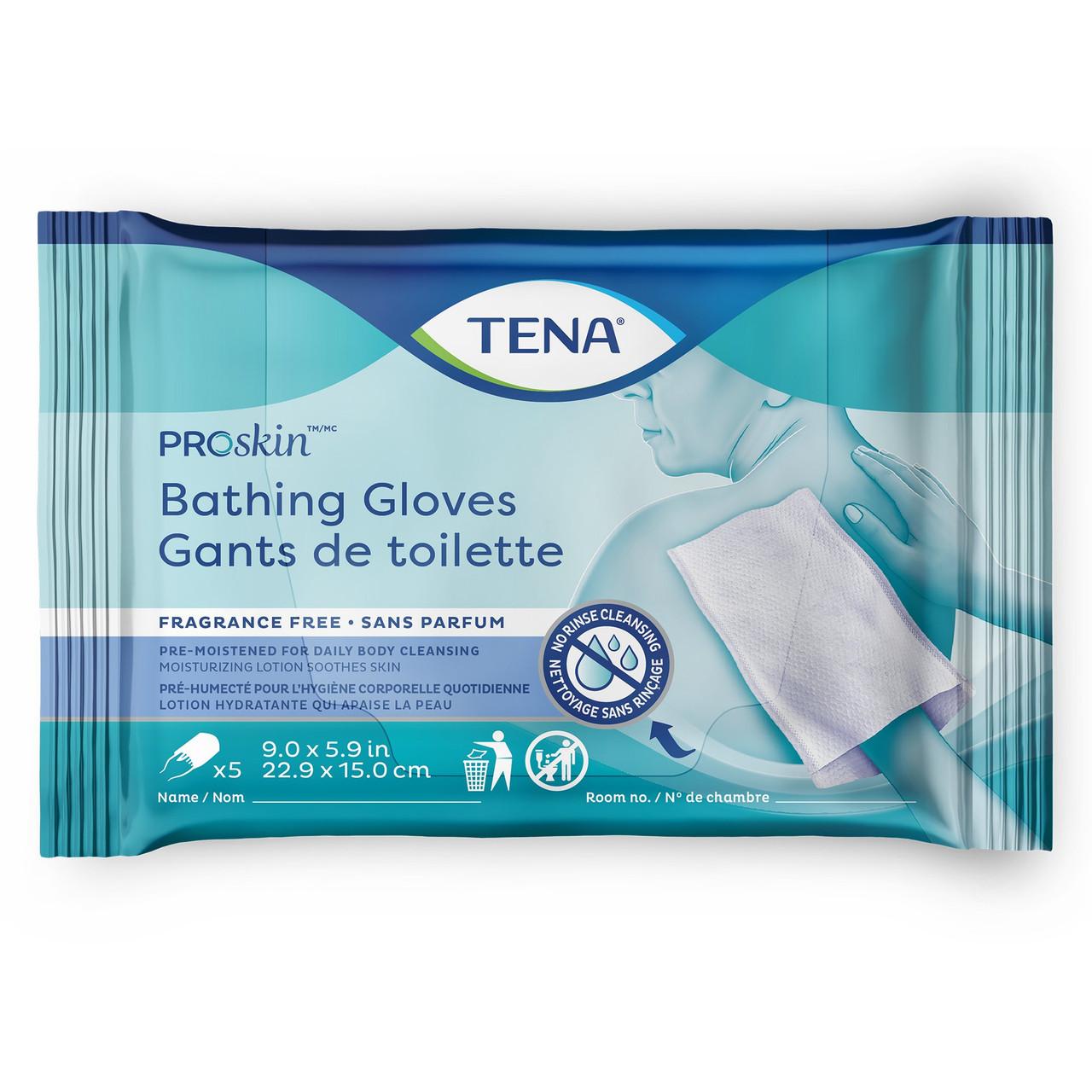 ProSkin bathing gloves wrapper, fragrance-free pre-moistened cleansing cloths