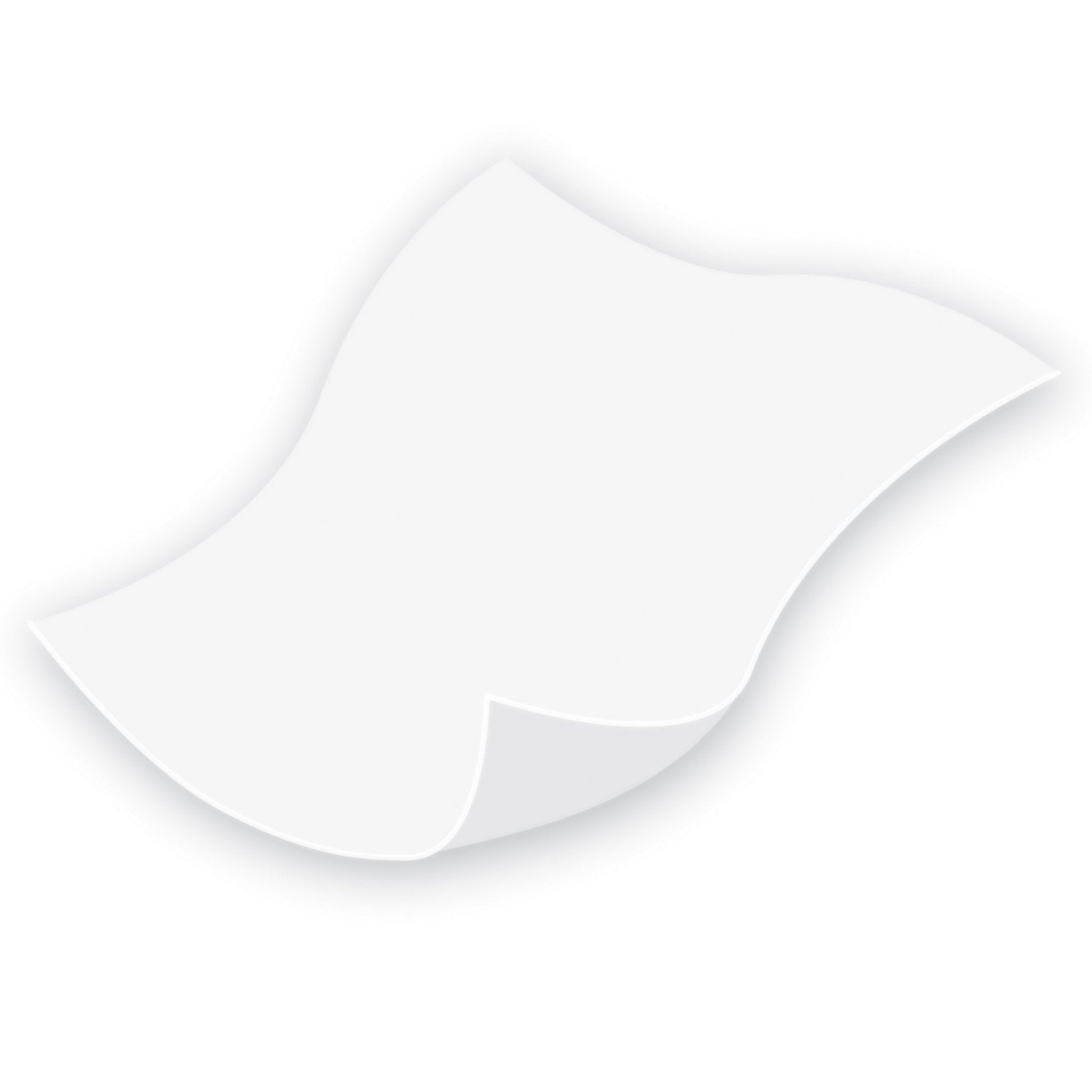 Single white cleansing cloth with curved cut edge, soft absorbent wipe