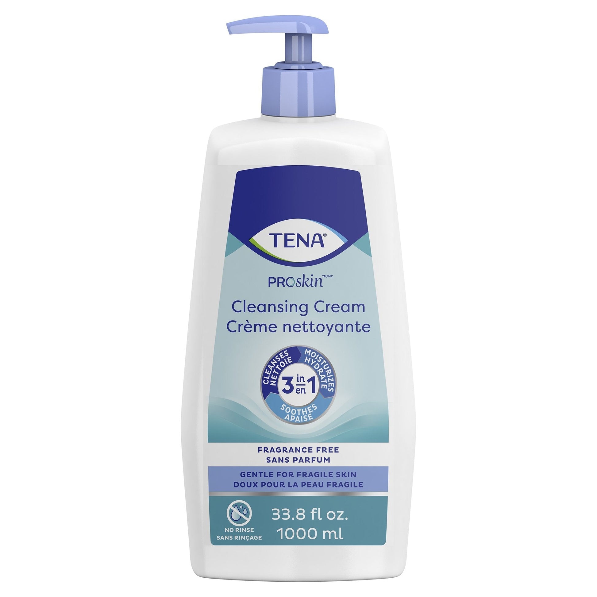 TENA ProSkin cleansing cream pump bottle, fragrance free, 33.8 fl oz (1000 ml)