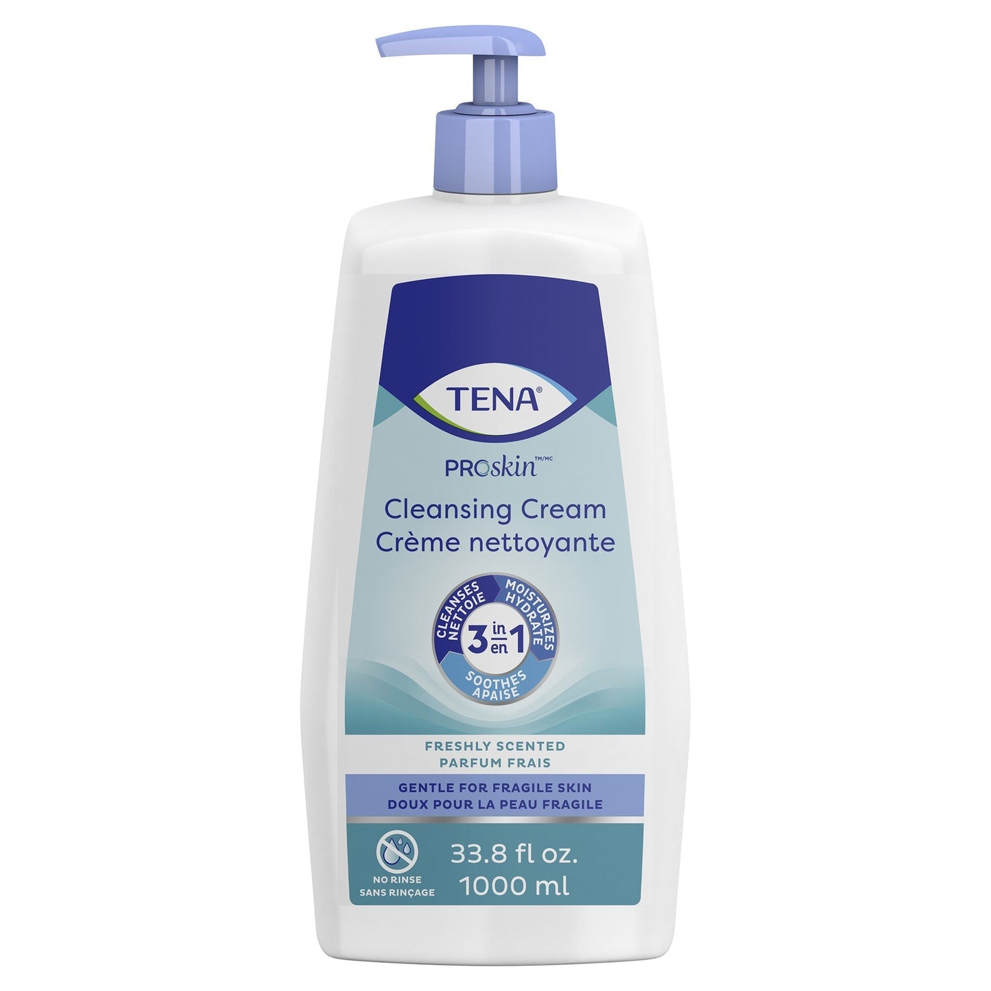TENA ProSkin cleansing cream pump bottle, freshly scented, 33.8 fl oz (1000 ml)
