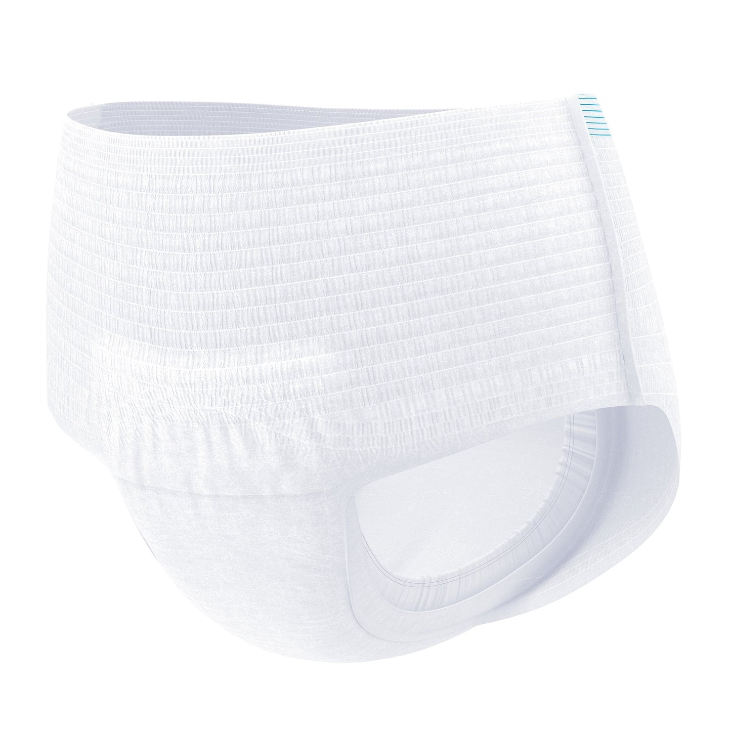 White protective underwear briefs with breathable fabric texture and curved leg openings