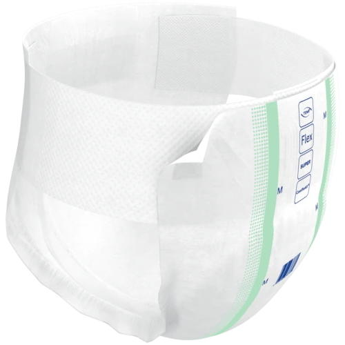 White belted brief with green Flex label on the side, soft textured outer layer