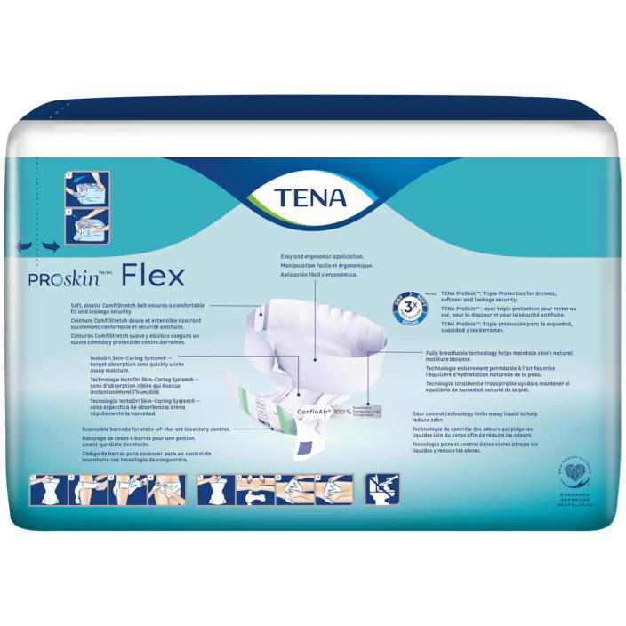 TENA ProSkin Flex super belted briefs, pack back details, 12M, 30 count