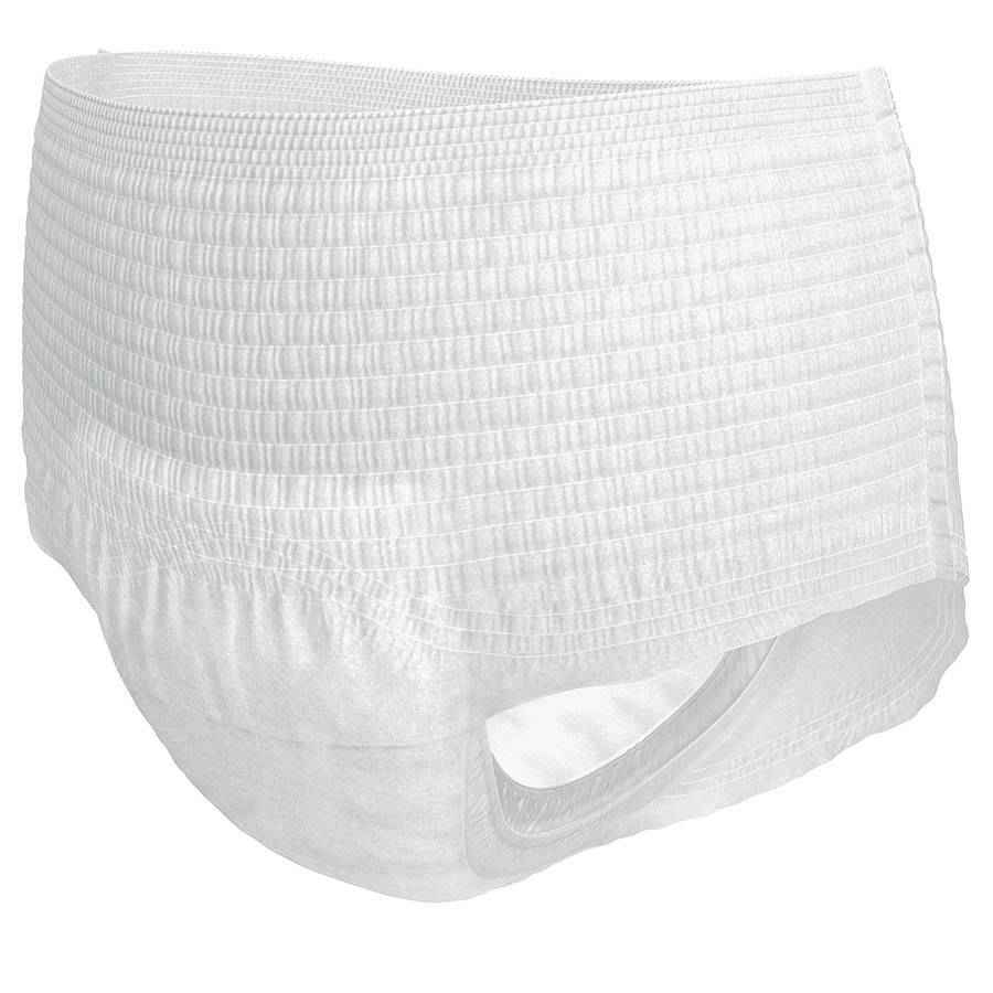 White disposable protective underwear with elastic waistband and leg openings