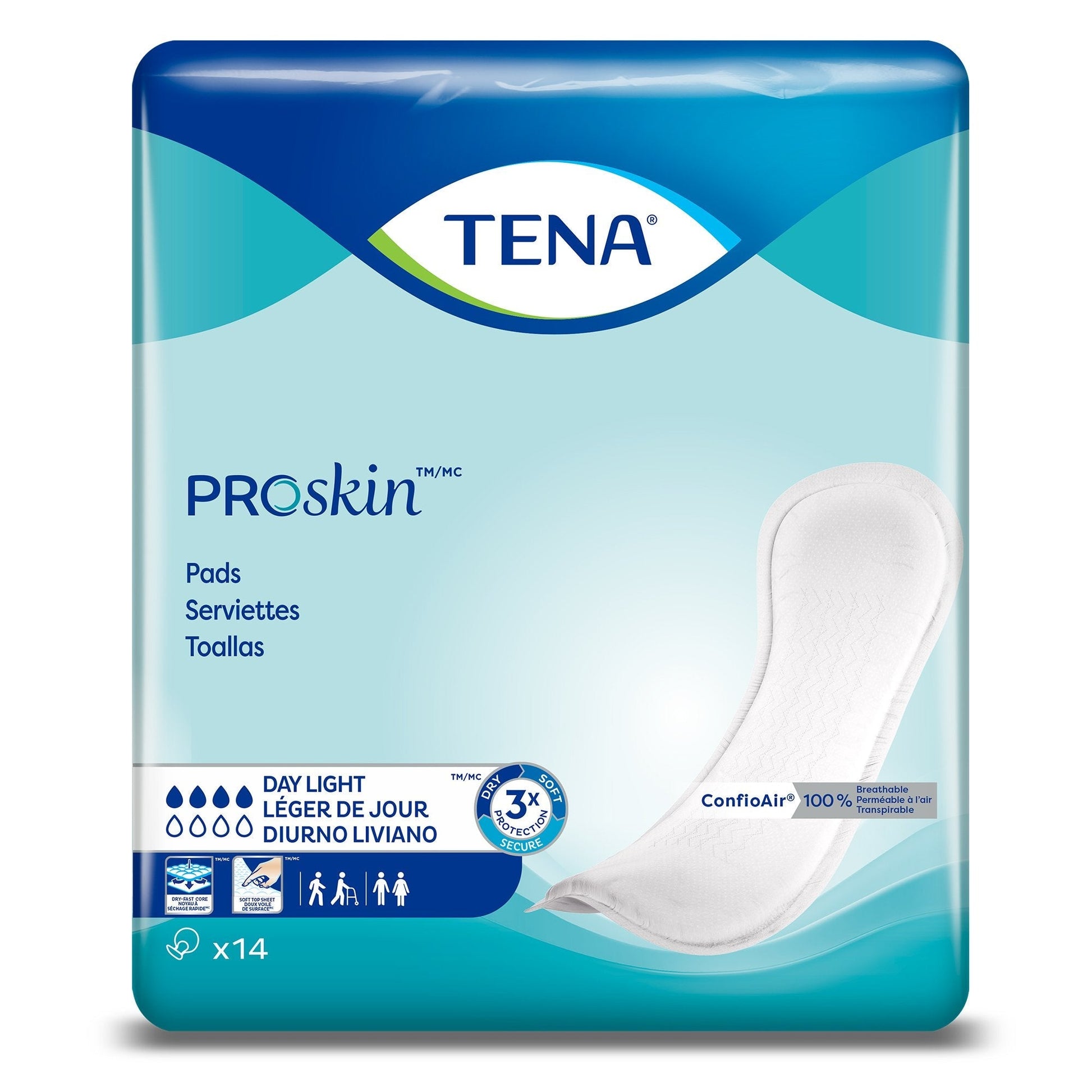 TENA Proskin Day Light incontinence pads, 13" pack (x14)