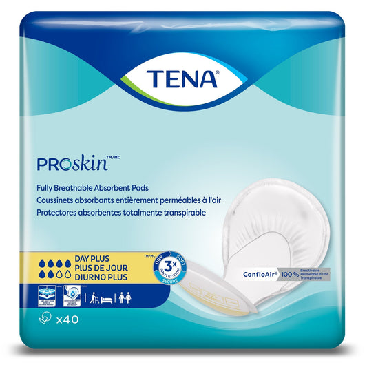 TENA Proskin Day Plus pads, 40 count pack, breathable air-permeable absorbent