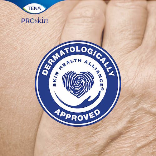 Dermatologically approved seal on skin, with circular stamp design
