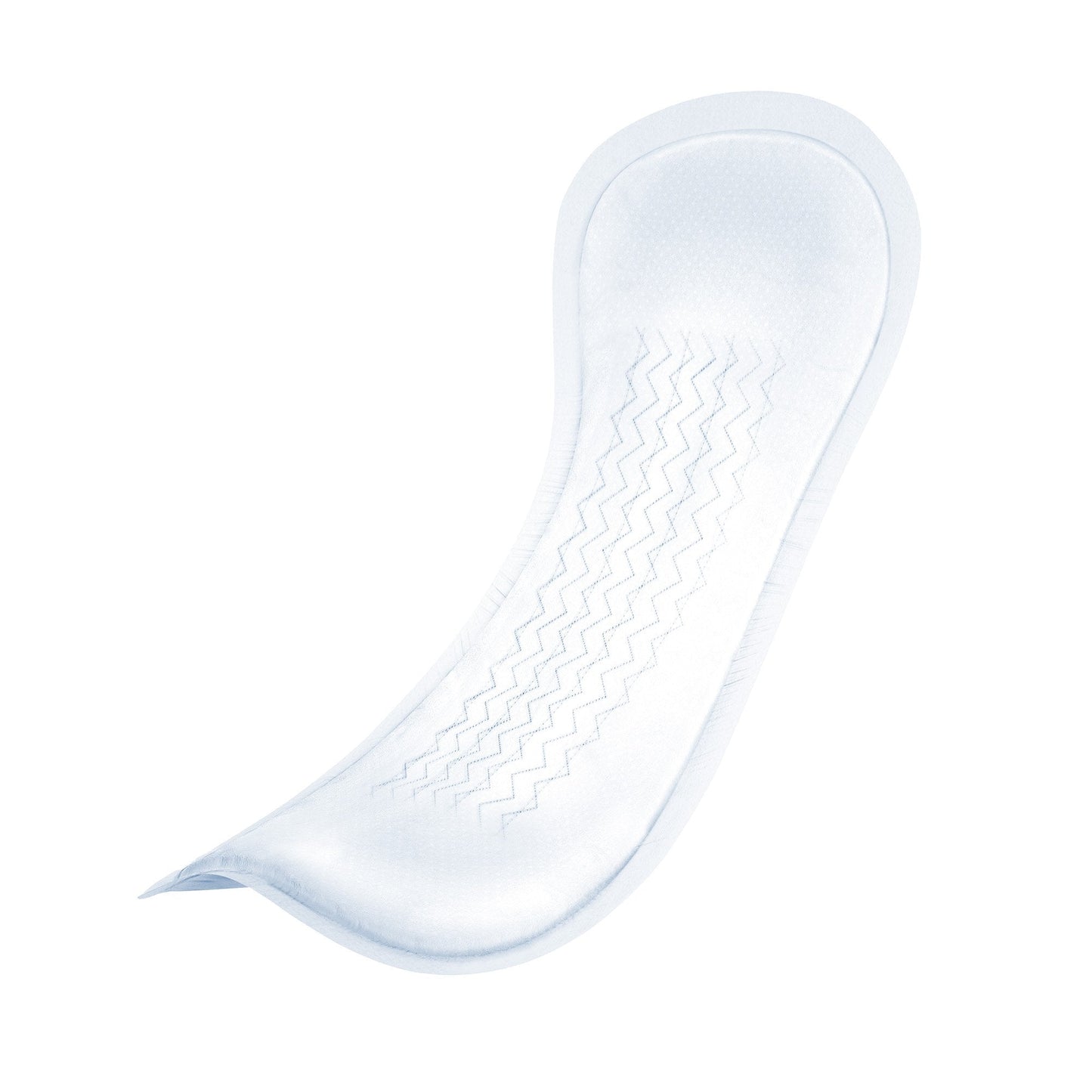 White TENA Proskin Moderate incontinence pad, contoured shape with wavy texture