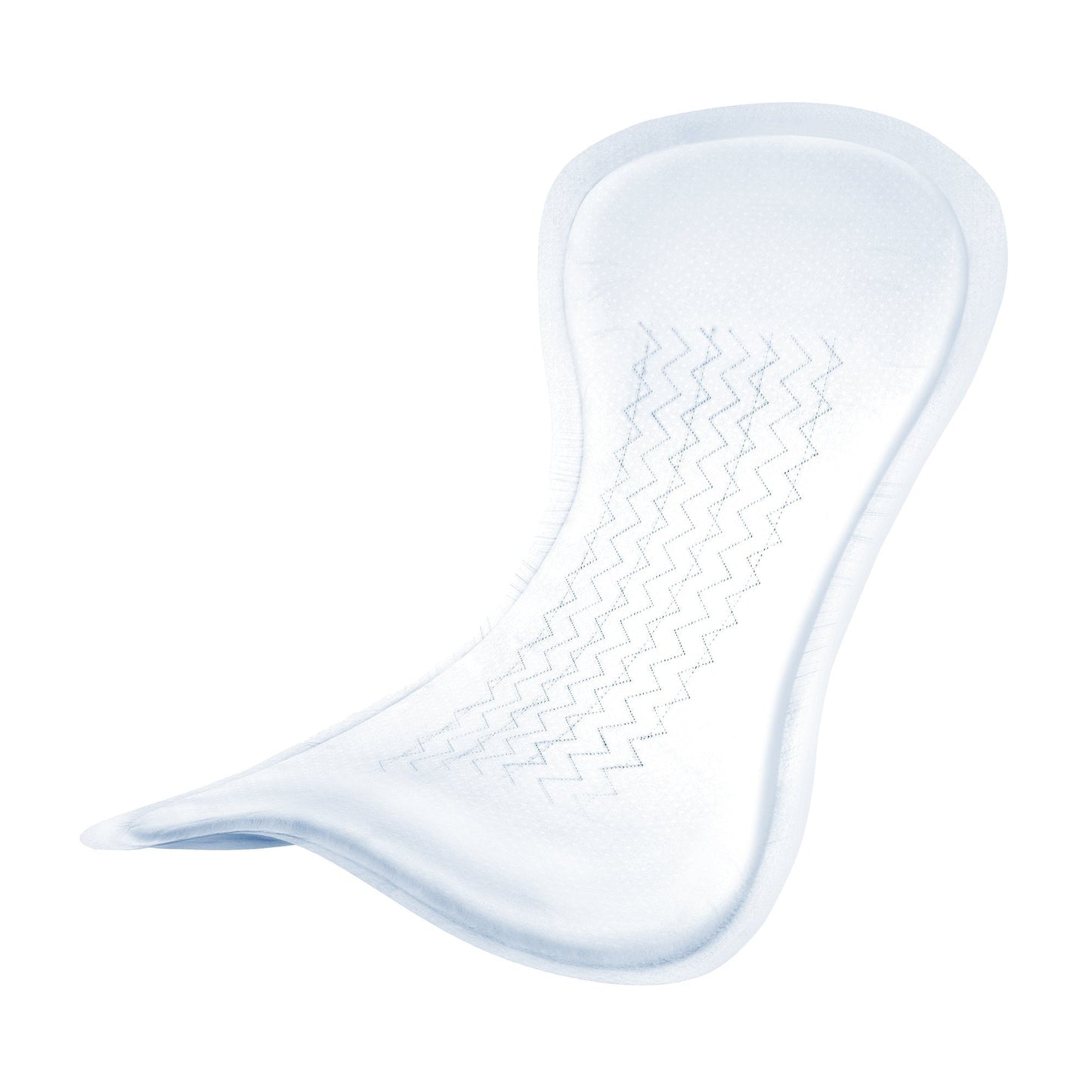 White contoured overnight absorbent pad with zigzag texture